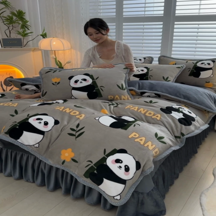 91家纺网 家纺一手货源 找家纺 绒耀 2025新款高克重牛奶绒四件套保暖四件套直播爆款电商爆款 胖嘟嘟 