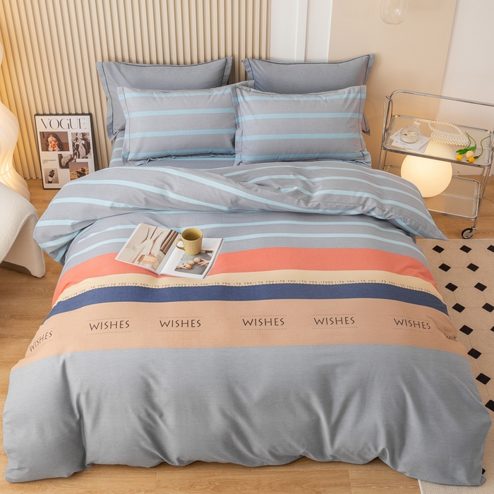 91家纺网 家纺一手货源 找家纺 威布斯家居 2024新款AA版全棉加厚磨毛四件套 罗拉-灰