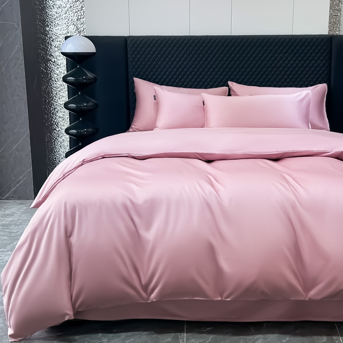 91家纺网 家纺一手货源 找家纺 家居1号家纺 2024新款50双股新疆长绒棉纯色四件套单品系列-四件套 纯享-豆沙