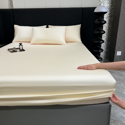 91家纺网 家纺一手货源 找家纺 家居1号家纺 2024新款50双股新疆长绒棉纯色四件套单品系列-单床笠 床笠-纯雅-奶白