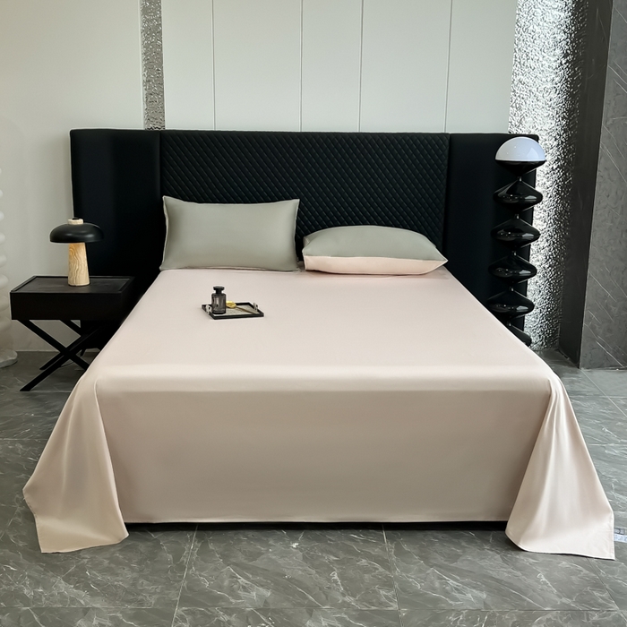 91家纺网 家纺一手货源 找家纺 家居1号家纺 2024新款50双股新疆长绒棉纯色四件套单品系列-单床单 床单共享-森绿++玫瑰金