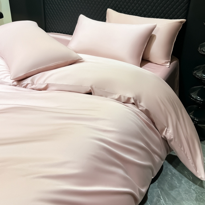 91家纺网 家纺一手货源 找家纺 家居1号家纺 2024新款50双股新疆长绒棉纯色四件套单品系列-四件套 纯享-粉