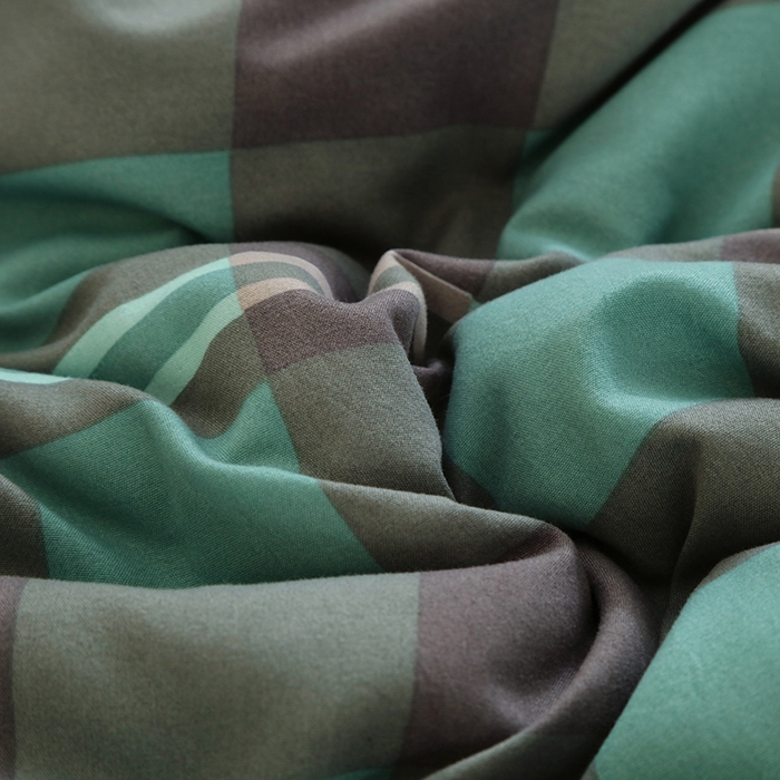 91家纺网 家纺一手货源 找家纺 优布加 2024新款色织水洗棉格斜抗菌良品系列大豆被冬被 良品-军绿