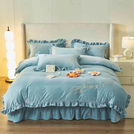 91家纺网 家纺一手货源 找家纺 （总）2024新款向阳花开宝宝绒刺绣四件套