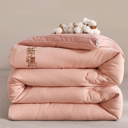 91家纺网 家纺一手货源 找家纺 欧夏家纺 2024新款提花立体棉花被被子被芯冬被 豆沙粉