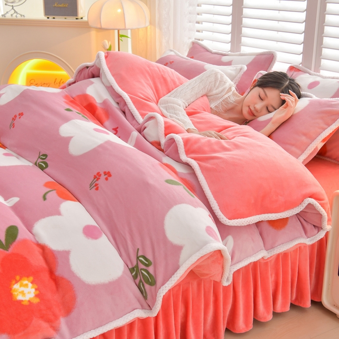 91家纺网 家纺一手货源 找家纺 绒耀 2025新款高克重牛奶绒四件套保暖四件套直播爆款电商爆款 秘密花园