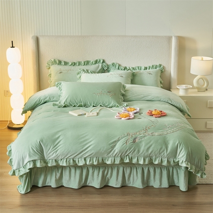 91家纺网 家纺一手货源 找家纺 （总）2024新款向阳花开宝宝绒刺绣四件套