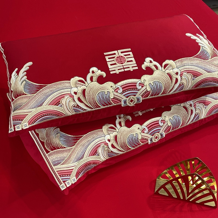 91家纺网 家纺一手货源 找家纺 用心 2024年新款双面磨毛绣花婚庆四件套 百年龙凤