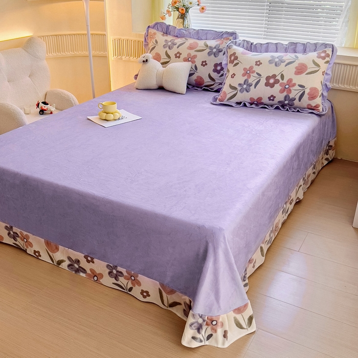 91家纺网 家纺一手货源 找家纺 找底底家纺 2024新款牛奶绒印花四件套 小美好