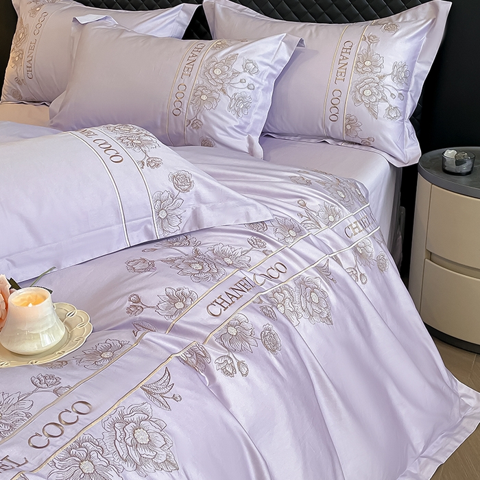 91家纺网 家纺一手货源 找家纺 理想家家纺 2024新款13372全棉刺绣四件套系列-花季 紫