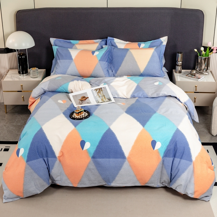 91家纺网 家纺一手货源 找家纺 威布斯家居 2024新款AA版全棉加厚磨毛四件套 梦剧院-蓝