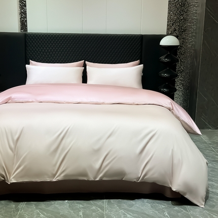 家居1号家纺 2024新款50双股新疆长绒棉纯色四件套单品系列-四件套 共享-桃粉+粉