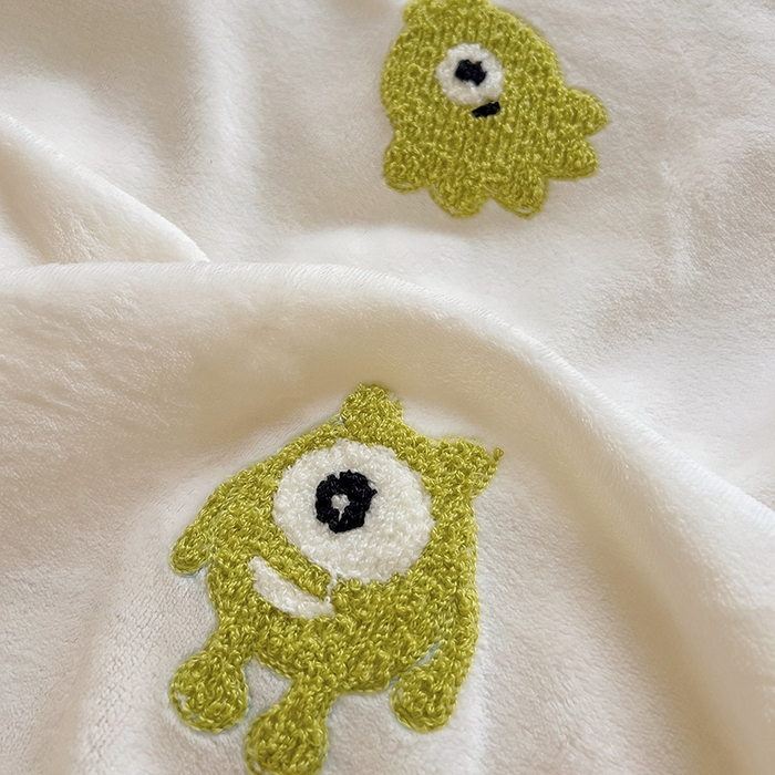 91家纺网 家纺一手货源 找家纺 （总）梦之岛 2024新款多巴胺小怪兽可爱牛奶绒毛巾绣四件套