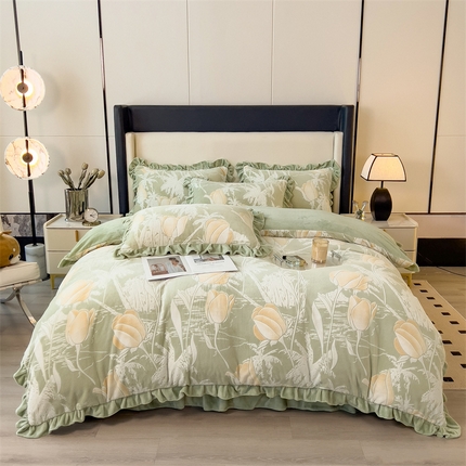 91家纺网 家纺一手货源 找家纺 （总）2024新品A类牛奶绒韩版雕花四件套