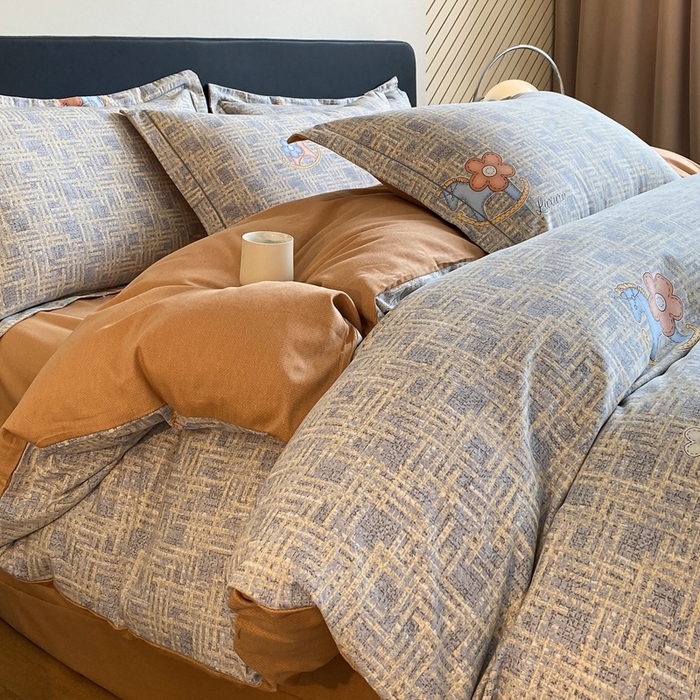 91家纺网 家纺一手货源 找家纺 莱通家纺 2024秋冬新款超柔喷气加厚磨毛四件套 芙拉