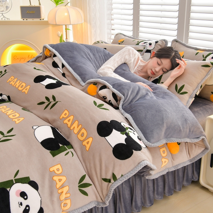 91家纺网 家纺一手货源 找家纺 绒耀 2025新款高克重牛奶绒四件套保暖四件套直播爆款电商爆款 胖嘟嘟 