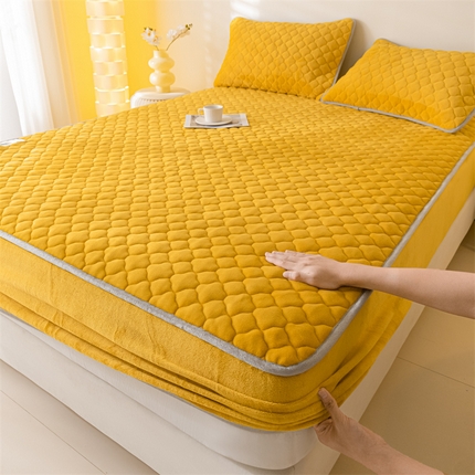 91家纺网 家纺一手货源 找家纺 （总）悦织语 2025冬季新款A类200克加厚牛奶绒夹棉床笠