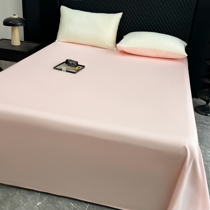 91家纺网 家纺一手货源 找家纺 家居1号家纺 2024新款50双股新疆长绒棉纯色四件套单品系列-单床单 床单共享-奶昔粉  桃粉