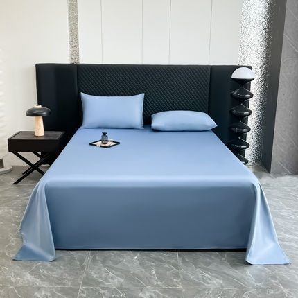 家居1号家纺 2024新款50双股新疆长绒棉纯色四件套单品系列-单床单 床单纯享宾利蓝