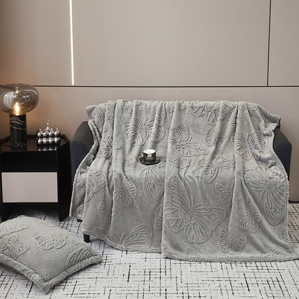 91家纺网 家纺一手货源 找家纺 （总）2025新款加厚高克重塔芙蓉提花毛毯-蝴蝶系列