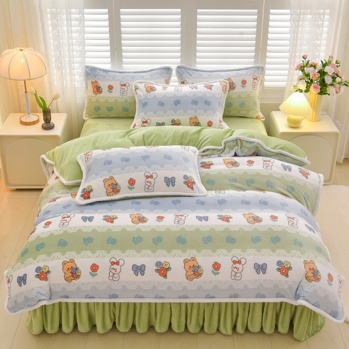 91家纺网 家纺一手货源 找家纺 绒耀 2025新款高克重牛奶绒四件套保暖四件套直播爆款电商爆款 甜蜜乐园