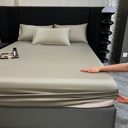 91家纺网 家纺一手货源 找家纺 家居1号家纺 2024新款50双股新疆长绒棉纯色四件套单品系列-单床笠 床笠-纯雅-青藤绿