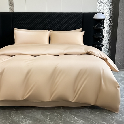家居1号家纺 2024新款50双股新疆长绒棉纯色四件套单品系列-四件套 纯享-香槟