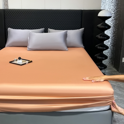 91家纺网 家纺一手货源 找家纺 家居1号家纺 2024新款50双股新疆长绒棉纯色四件套单品系列-单床笠 床笠-纯雅-橙黄