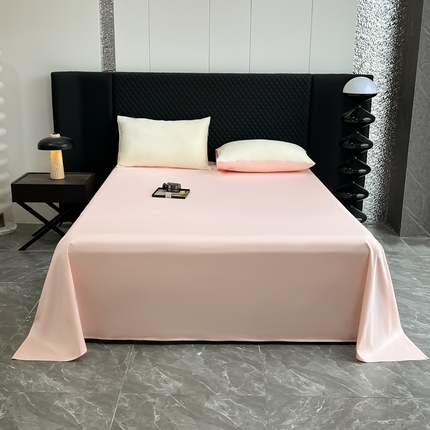 91家纺网 家纺一手货源 找家纺 家居1号家纺 2024新款50双股新疆长绒棉纯色四件套单品系列-单床单 床单共享-奶昔粉  桃粉