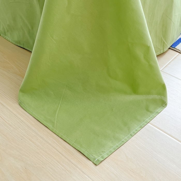 91家纺网 家纺一手货源 找家纺 韩巢家纺 2024新款简约格子纯色A类水洗棉床单枕套三件套 A类浅草绿-床单