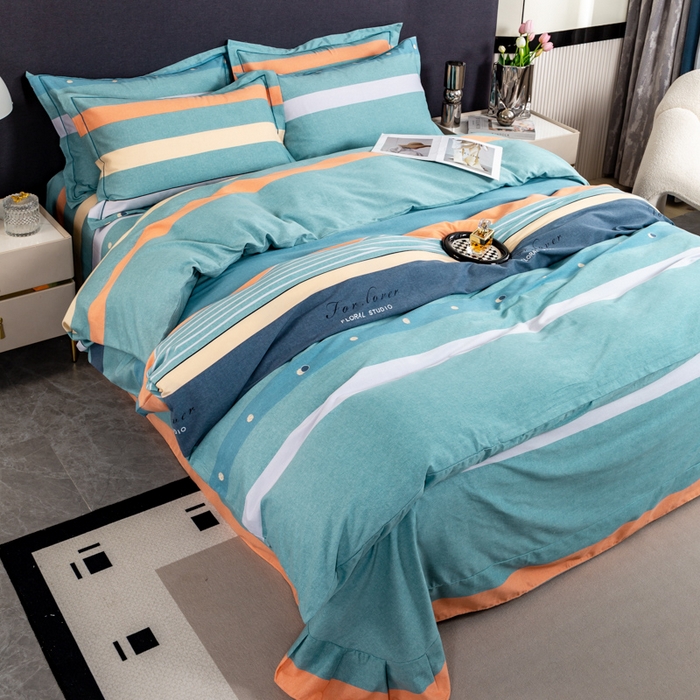 91家纺网 家纺一手货源 找家纺 威布斯家居 2024新款AA版全棉加厚磨毛四件套 酷派-绿