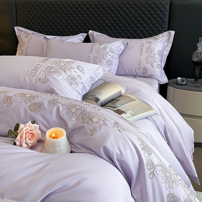 91家纺网 家纺一手货源 找家纺 理想家家纺 2024新款13372全棉刺绣四件套系列-花季 紫