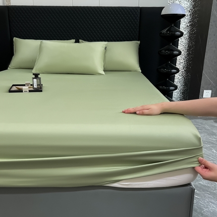 91家纺网 家纺一手货源 找家纺 家居1号家纺 2024新款50双股新疆长绒棉纯色四件套单品系列-单床笠 床笠-纯雅-苹果绿