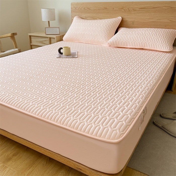 91家纺网 家纺一手货源 找家纺 雯豆家纺 2025新品【漏水包赔】防水隔尿加厚夹棉床笠三件套床垫保护套纯色床罩 格调防水款-豆蔻玉