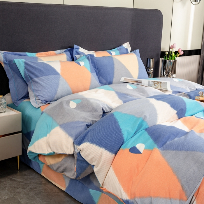 91家纺网 家纺一手货源 找家纺 威布斯家居 2024新款AA版全棉加厚磨毛四件套 梦剧院-蓝