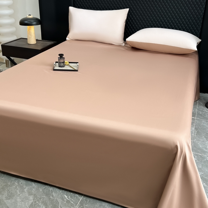 91家纺网 家纺一手货源 找家纺 家居1号家纺 2024新款50双股新疆长绒棉纯色四件套单品系列-单床单 床单共享-巧克力