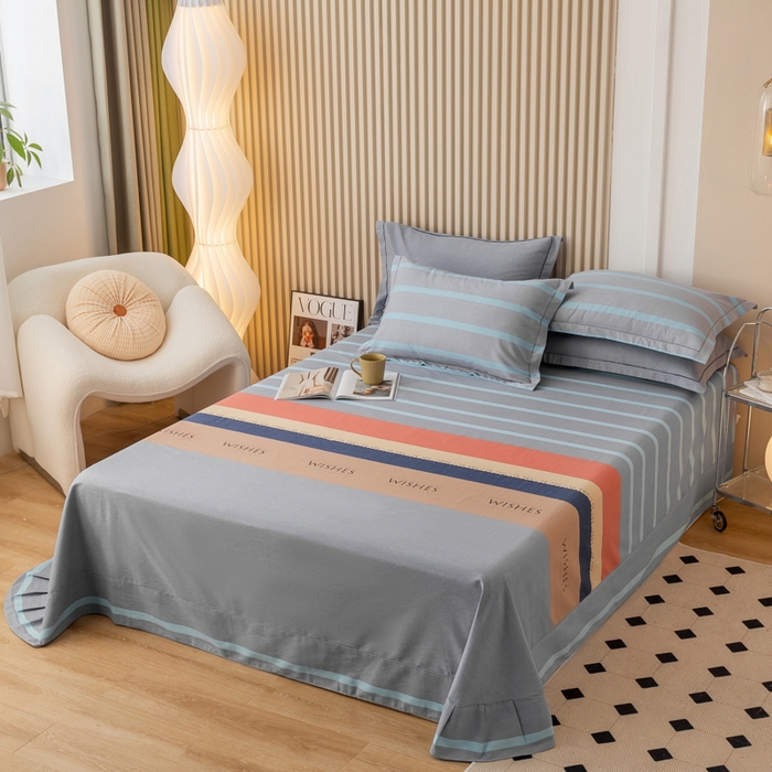 91家纺网 家纺一手货源 找家纺 威布斯家居 2024新款AA版全棉加厚磨毛四件套 罗拉-灰