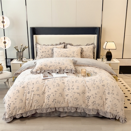 91家纺网 家纺一手货源 找家纺 （总）2024新品A类牛奶绒韩版雕花四件套