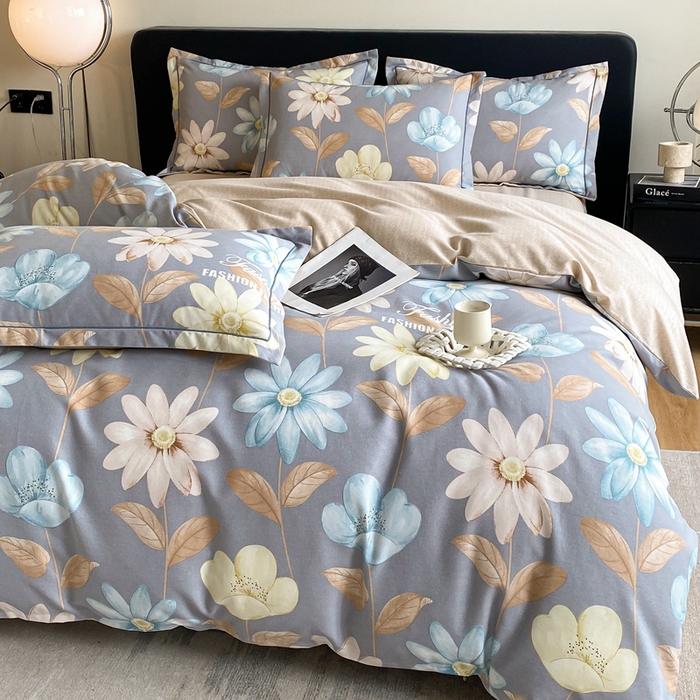 91家纺网 家纺一手货源 找家纺 莱通家纺 2024秋冬新款超柔喷气加厚磨毛四件套 花意满枝