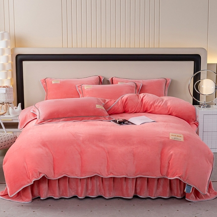 91家纺网 家纺一手货源 找家纺 （总）博兰蒂 2025秋冬新款高克重纯色牛奶绒床裙款四件套