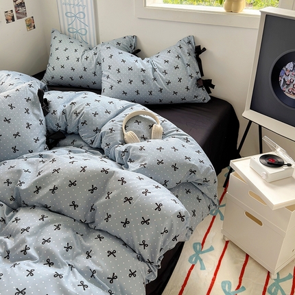 91家纺网 家纺一手货源 找家纺 春光里 2024新款亲肤棉磨毛印花星愿蝴蝶系列四件套