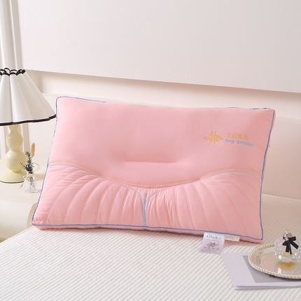 91家纺网 家纺一手货源 找家纺 （总）橘夏家纺 2024新款大豆蛋白纯色双边护颈枕枕头枕芯