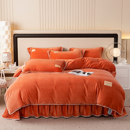 91家纺网 家纺一手货源 找家纺 （总）博兰蒂 2025秋冬新款高克重纯色牛奶绒床裙款四件套