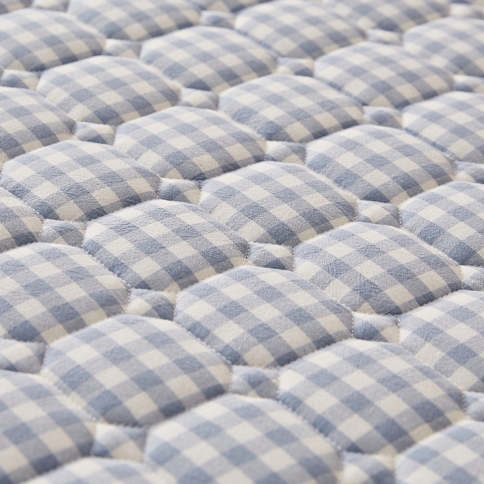 91家纺网 家纺一手货源 找家纺 迪乐妮家居 2024新款大床色织全棉夹棉床笠 蓝小格