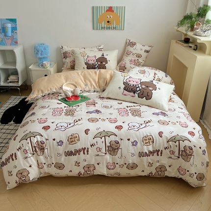 91家纺网 家纺一手货源 找家纺 桃喜 2025新款学生季全棉13070混搭系列四件套 完美假日