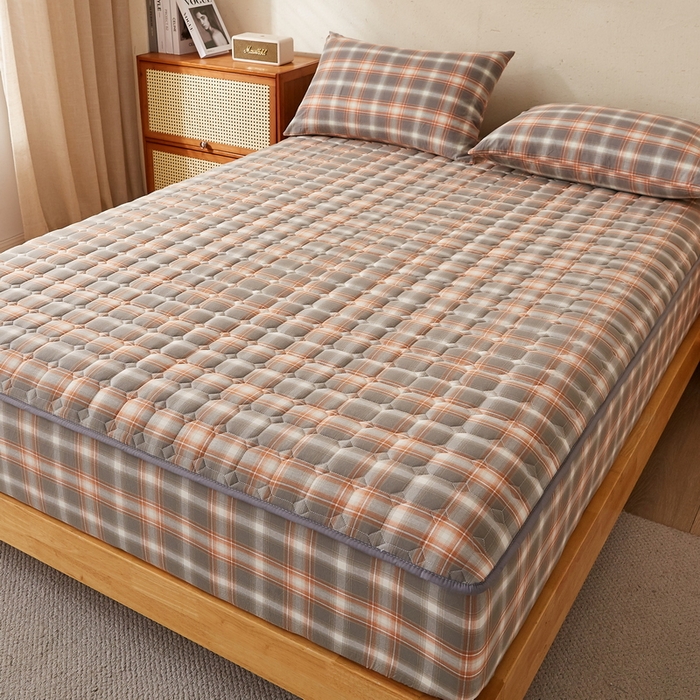 91家纺网 家纺一手货源 找家纺 迪乐妮家居 2024新款大床色织全棉夹棉床笠 诺卡