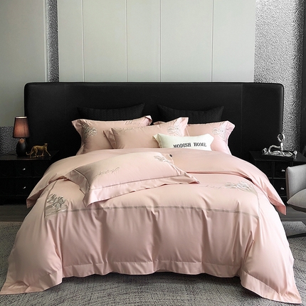 91家纺网 家纺一手货源 找家纺 玖玖爱家纺 2024新款100支双股四件套-凯琳 凯琳-粉玉