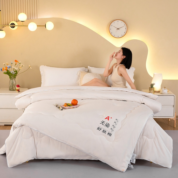 91家纺网 家纺一手货源 找家纺 梦莱家纺 2024新款立体双胎子母被拉链磨毛被冬被被子被芯 白色