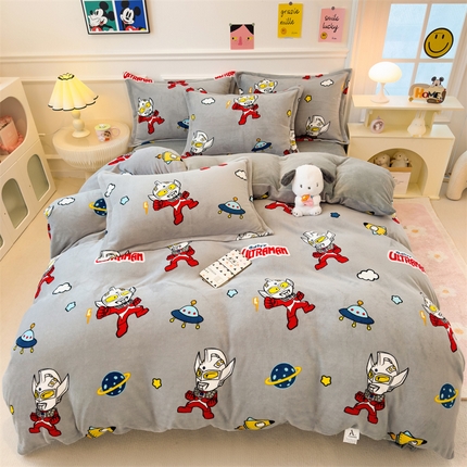 91家纺网 家纺一手货源 找家纺 （总）兄弟坊 2025新款正版授权卡通牛奶绒印花四件套