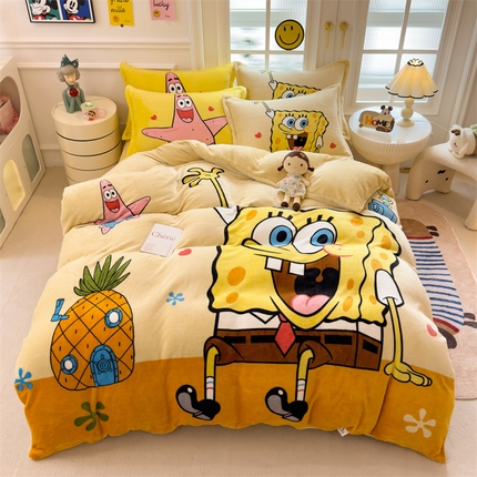 91家纺网 家纺一手货源 找家纺 （总）兄弟坊 2025新款正版授权大版牛奶绒卡通四件套